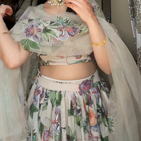 Off white Printed Lengha for sale - Picture 5 of 10